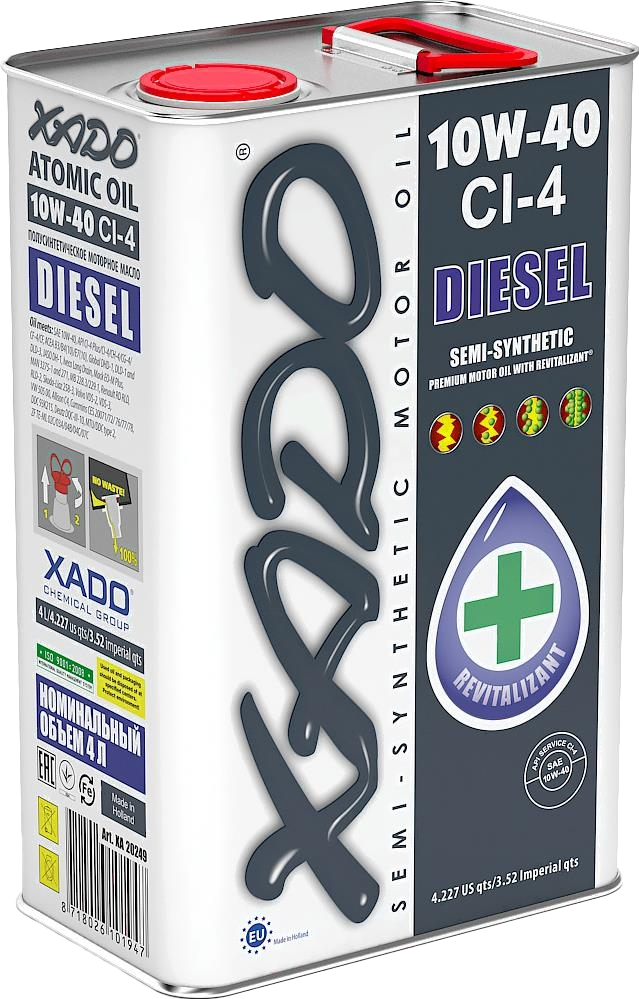 Моторное масло Xado Atomic Oil Diesel CI-4 10W-40, 4л